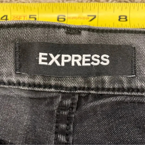Y2K Express Faded Black Frayed Hem Mom Jeans Size 0 Super High Rise - Picture 9 of 15
